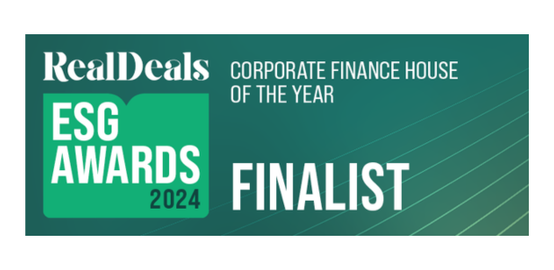 Shortlisted: Corporate Finance House of the Year at the Real Deals ESG Awards 2024