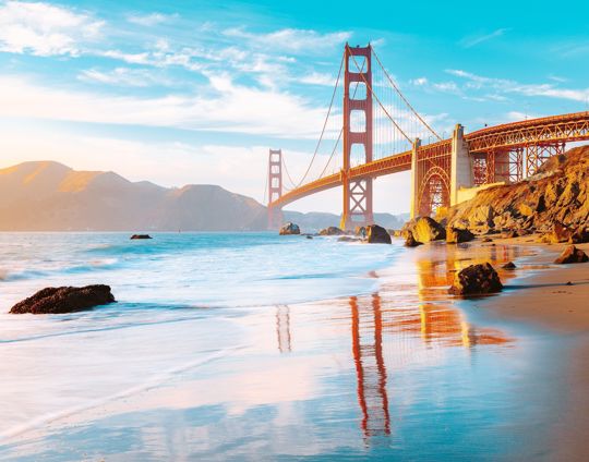 Golden Gate Bridge At Sunset, San Francisco, California, USA